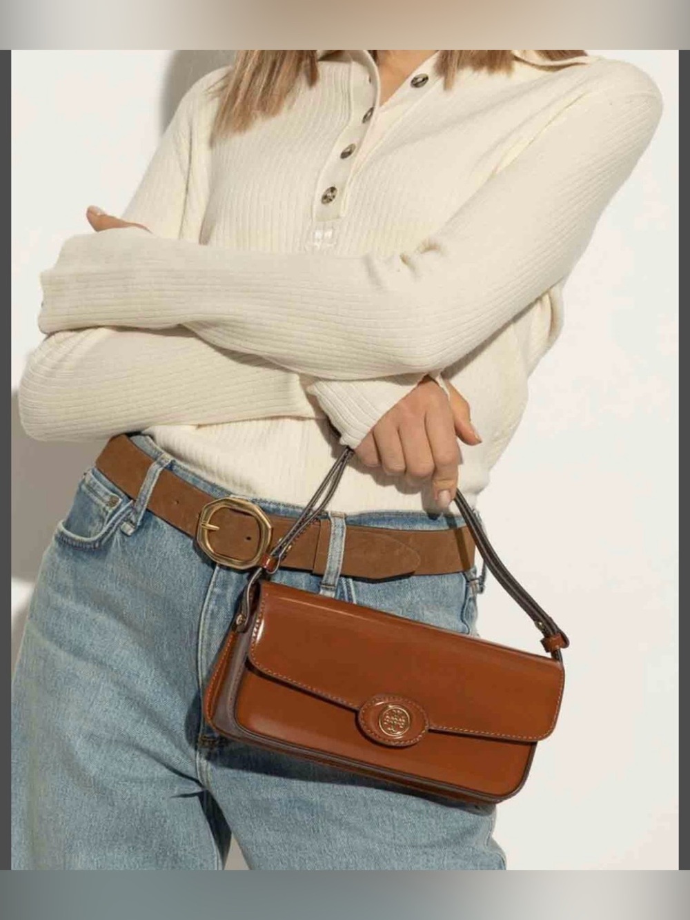 Tory Burch Robinson Spazzolato Convertible Shoulder Bag - EUC!